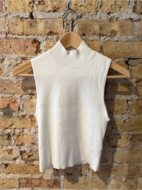 Madewell Ribbed Mockneck turtleneck tank top Medium Ivory/White